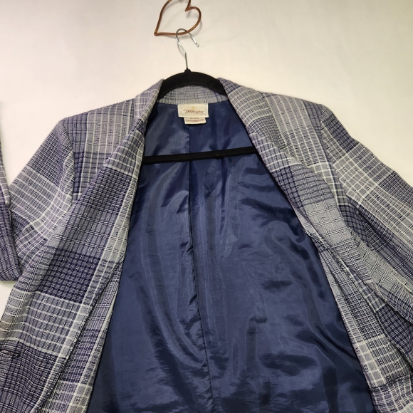🔆Vintage Worthington Blue & White Plaid Blazer Size 6 - Picture 4 of 11